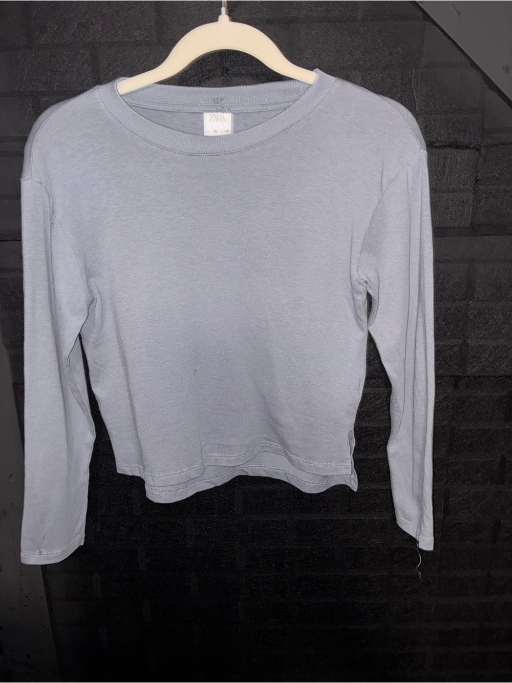 Zara Dusty Blue Crewneck Long Sleeve Top